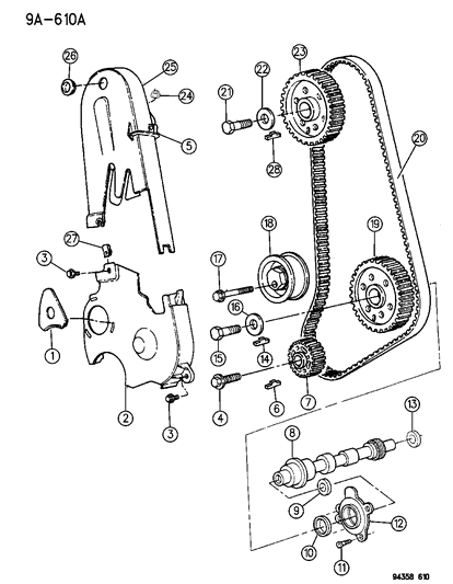 1994 Dodge Dakota Timing Belt , Cover And Balance Shafts Diagram