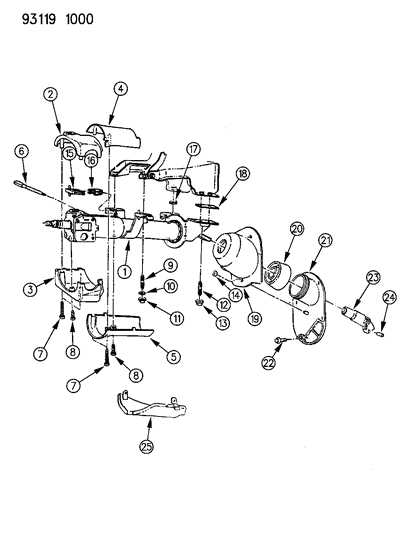 1993 Dodge Daytona Column, Steering, Upper And Lower Diagram