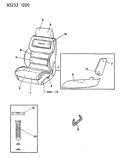 1993 Chrysler LeBaron GTC Front Seat Diagram 2