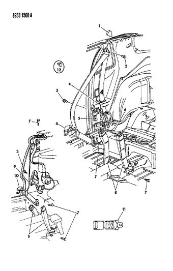 1988 Chrysler LeBaron Belt-Assembly-Front St Inner Diagram for F609FS8