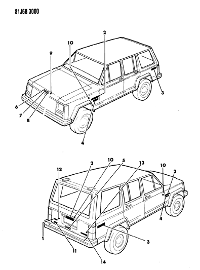 1986 Jeep Cherokee NAMEPLATE Limited Diagram for 55010904