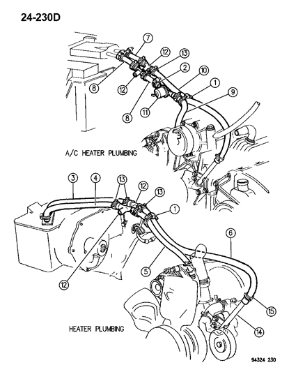 1996 Dodge Ram Wagon Plumbing - Heater Diagram