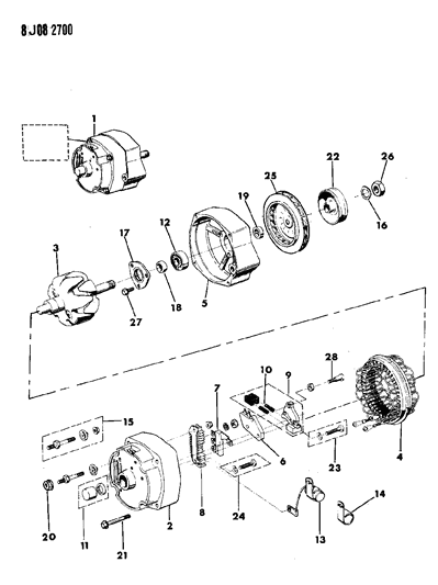 1987 Jeep J20 Alternator & Mounting Diagram 1