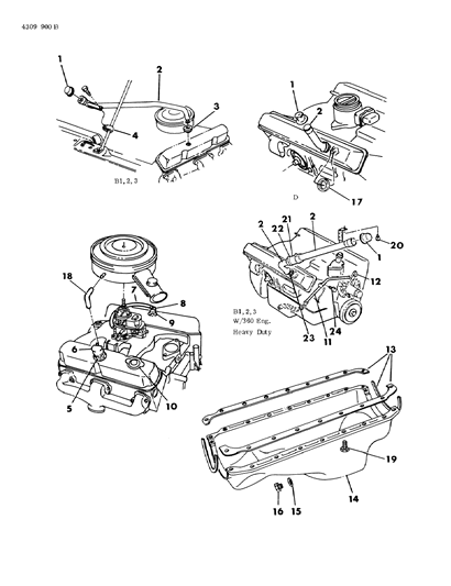 1985 Dodge Ram Van Oil Pan & Related Parts Diagram 2