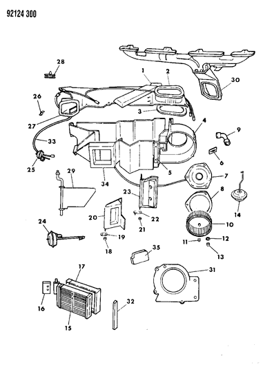 1992 Chrysler LeBaron GTC Heater Unit Diagram