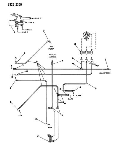 1986 Dodge Ram Van EGR Hose Harness Diagram 5