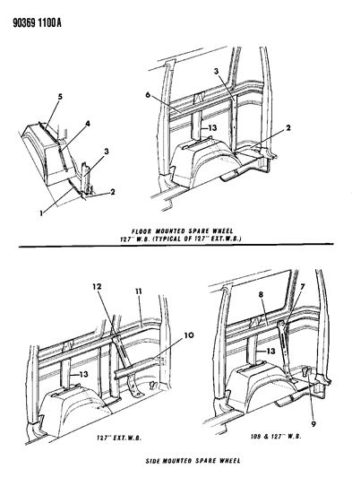 1990 Dodge Ram Van Supports & Channels Diagram