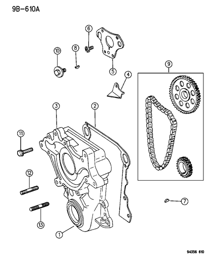 1994 Dodge Ram Van Timing Gear & Case & Cover Diagram 1