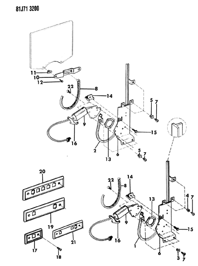 1984 Jeep J10 Regulator - Door Glass Diagram