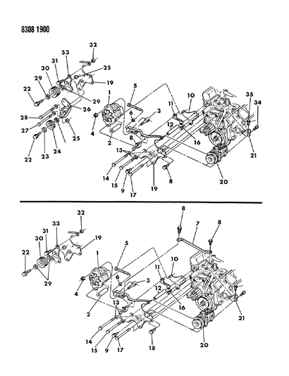 1989 Dodge W350 Alternator & Mounting Diagram