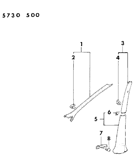 1985 Dodge Colt A And B Pillar Trim Diagram