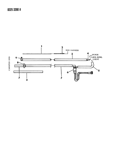 1988 Dodge W350 Vapor Canister Hose Harness - Dual Canister Diagram 2