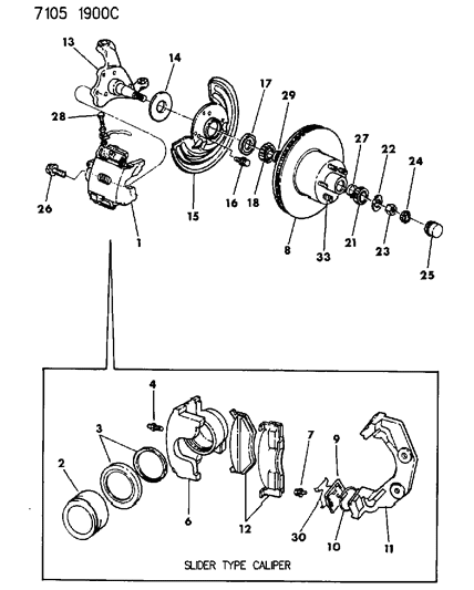 1987 Chrysler Fifth Avenue Front Brakes Diagram