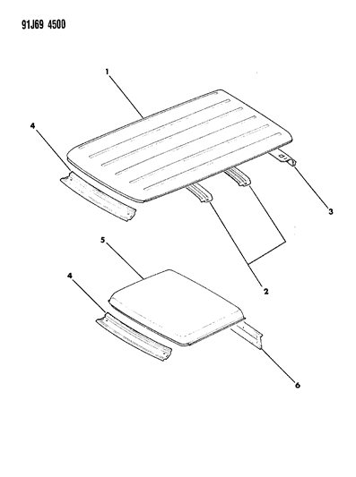 1991 Jeep Comanche Panels - Roof Diagram