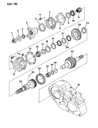 1987 Dodge D150 Case, Transfer, Shafts And Gears Diagram 2