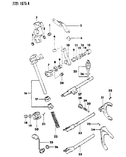 1988 Dodge Colt Control, Shift Diagram 1