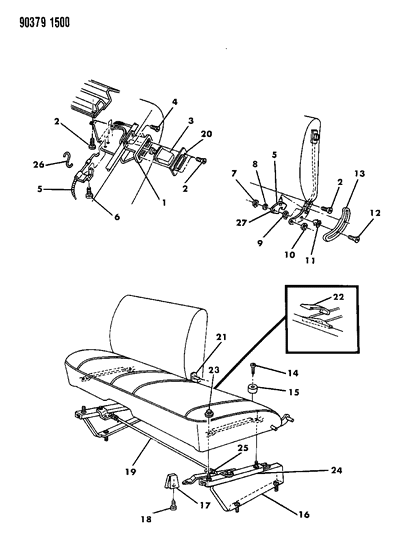 1991 Dodge Ramcharger Seat Back Release & Adjusters Club Cab Diagram