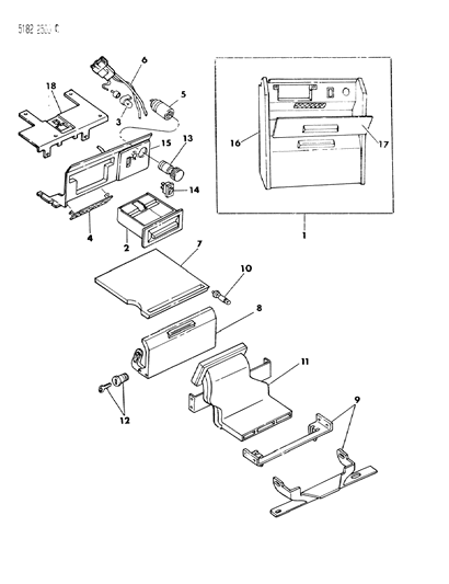 1985 Dodge Caravan Instrument Panel Console Diagram