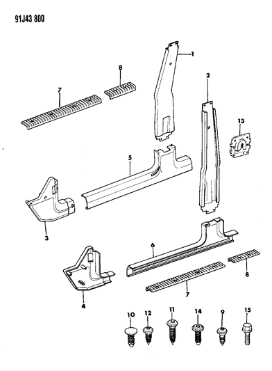 1993 Jeep Cherokee Panels - Interior Trim, Front Diagram 2