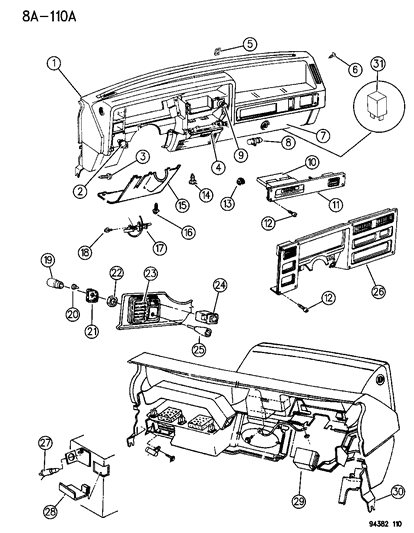 1995 Dodge Dakota Bezel-Instrument Panel Right WOODGRAIN Diagram for 55115848