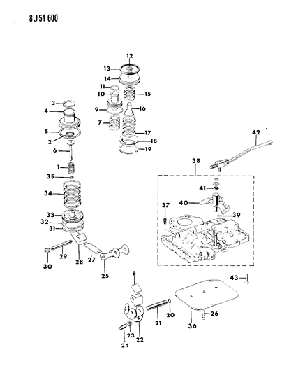 1987 Jeep Wrangler Servos - Accumulator & Valve Body Diagram