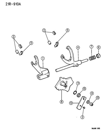1995 Jeep Cherokee Forks , Rails , Miscellaneous Parts , Shift Diagram 1