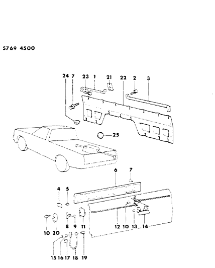 1986 Dodge Ram 50 Tailgate Latch & Attaching Parts Diagram