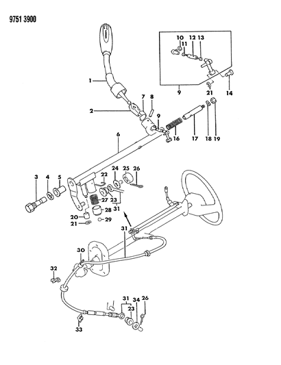 1989 Dodge Ram 50 Controls, Gearshift Diagram