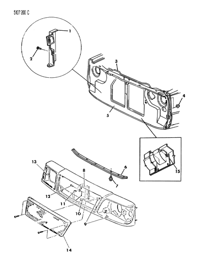 1985 Dodge Lancer Grille & Related Parts Diagram 3