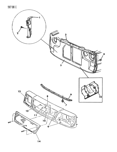 1985 Chrysler Town & Country Grille & Related Parts Diagram 4