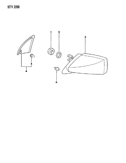 1989 Chrysler Conquest Mirror - Exterior Diagram