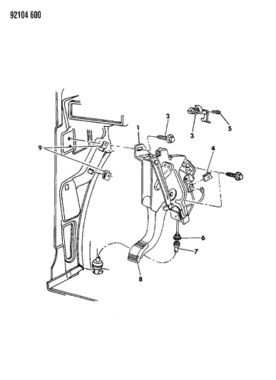 1992 Chrysler Town & Country Lever - Parking Brake Diagram