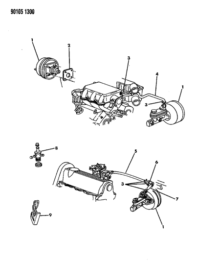 1990 Chrysler Imperial Booster, Power Brake Diagram