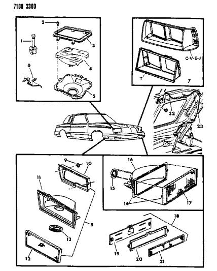 1987 Chrysler Town & Country Front Bumper Park & T/SIG Right Diagram for 4321578