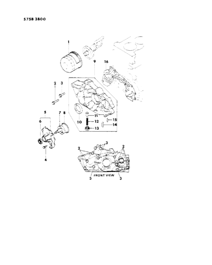 1985 Dodge Ram 50 Oil Pump & Oil Filter Diagram 2