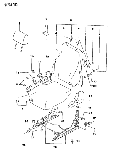 1991 Dodge Stealth Front Seat Right Diagram