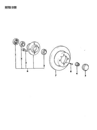 1990 Dodge Colt Rear Brake Disc Diagram for MB500555