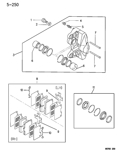 1996 Dodge Stealth Brake, Rear Diagram 2