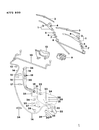 1984 Chrysler Conquest Windshield Wiper & Washer System Diagram