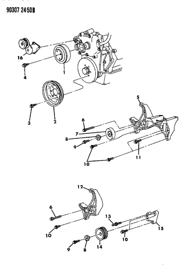 1992 Dodge D250 Drive Pulleys Diagram 1