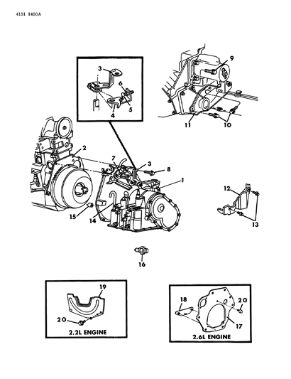 1984 Chrysler New Yorker Transaxle Assemblies & Mounting Diagram