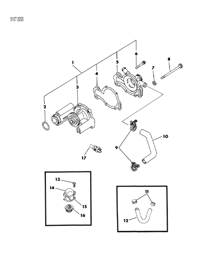 1985 Dodge Daytona Water Pump & Related Parts Diagram 3