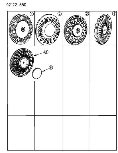 1992 Chrysler New Yorker Salon Covers, Wheel Diagram