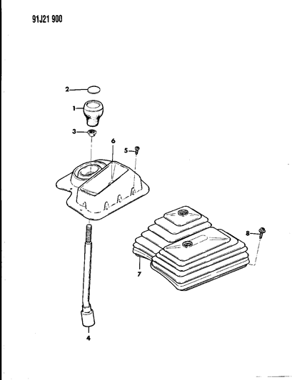 1992 Jeep Wrangler Controls, Gearshift Diagram