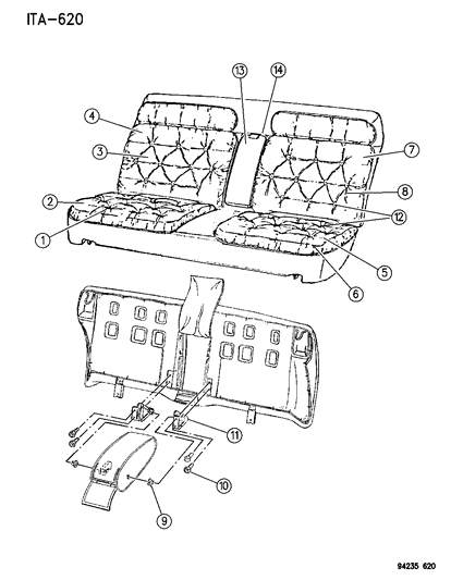 1994 Chrysler LeBaron Sedan Rear Seat Diagram 2