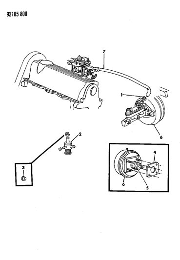 1992 Chrysler LeBaron GTC Booster, Power Brake Diagram