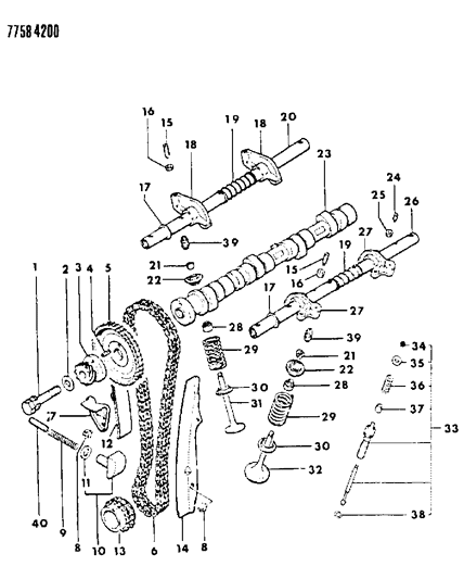 1988 Dodge Ram 50 Camshaft & Valves Diagram