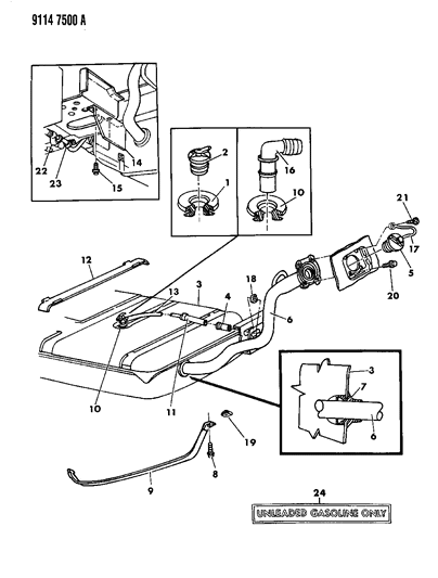 1989 Dodge Caravan Fuel Tank & Fuel Filler Diagram