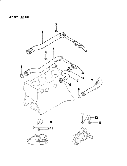 1984 Dodge Colt Water Hose & Pipe Diagram