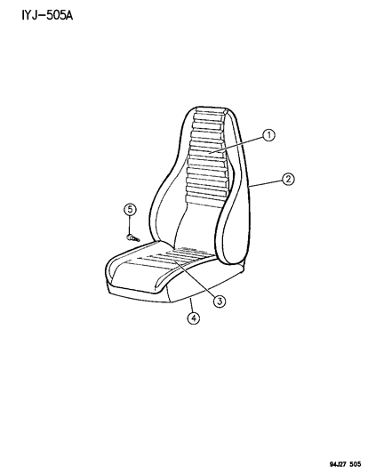 1994 Jeep Wrangler Seat Assemblies, Seat Covers And Seat Tracks Front Seat Diagram 1